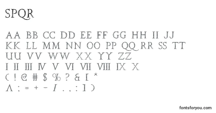 Schriftart Spqr (141700) – Alphabet, Zahlen, spezielle Symbole