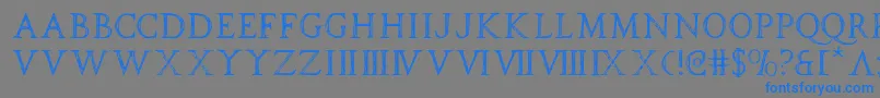 フォントspqr – 灰色の背景に青い文字