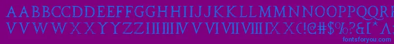 spqr-Schriftart – Blaue Schriften auf violettem Hintergrund