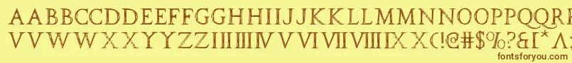 spqr-Schriftart – Braune Schriften auf gelbem Hintergrund