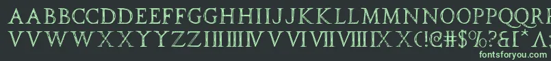 spqr-fontti – vihreät fontit mustalla taustalla