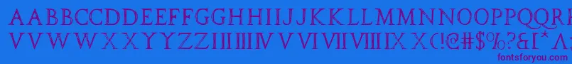 spqr-Schriftart – Violette Schriften auf blauem Hintergrund