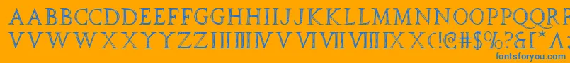 フォントspqr – オレンジの背景に青い文字