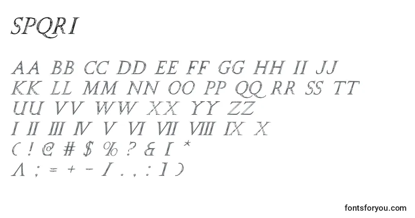 A fonte Spqri (141702) – alfabeto, números, caracteres especiais