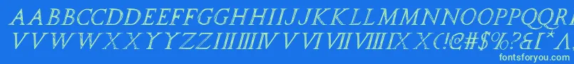 spqri Font – Green Fonts on Blue Background