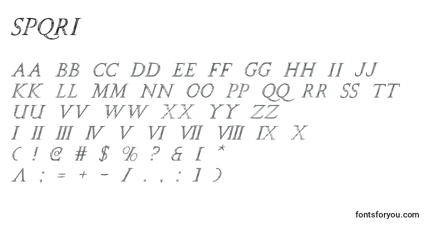 A fonte Spqri (141703) – alfabeto, números, caracteres especiais