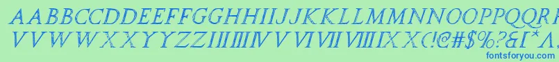 フォントspqri – 青い文字は緑の背景です。