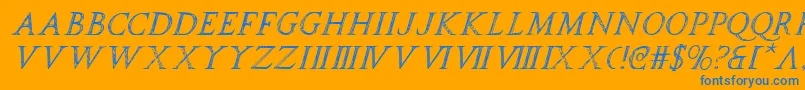 spqri Font – Blue Fonts on Orange Background