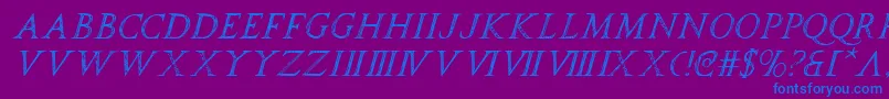 フォントspqri – 紫色の背景に青い文字