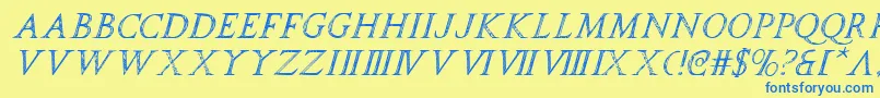 spqri Font – Blue Fonts on Yellow Background