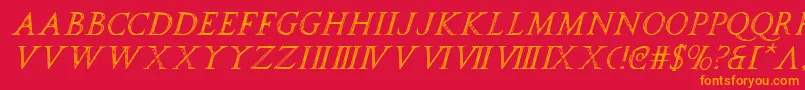 フォントspqri – 赤い背景にオレンジの文字