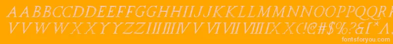 spqri-Schriftart – Rosa Schriften auf orangefarbenem Hintergrund