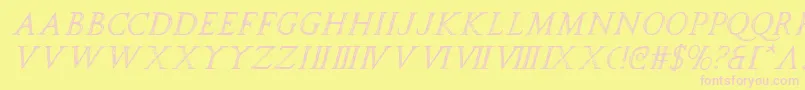 spqri-Schriftart – Rosa Schriften auf gelbem Hintergrund