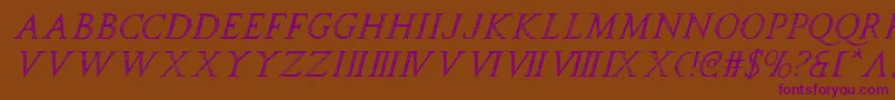 spqri-Schriftart – Violette Schriften auf braunem Hintergrund