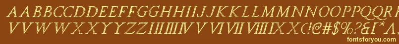 spqri-fontti – keltaiset fontit ruskealla taustalla