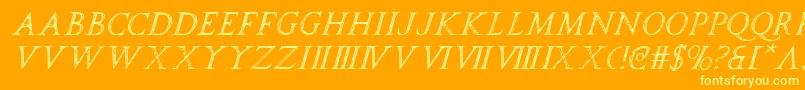 spqri-Schriftart – Gelbe Schriften auf orangefarbenem Hintergrund