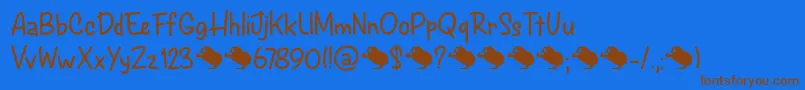 Spring Chicken DEMO Font – Brown Fonts on Blue Background