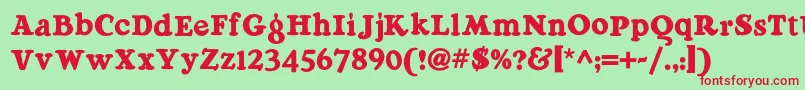 Raggmoppnf Font – Red Fonts on Green Background