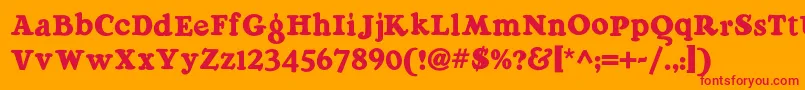 Raggmoppnf Font – Red Fonts on Orange Background