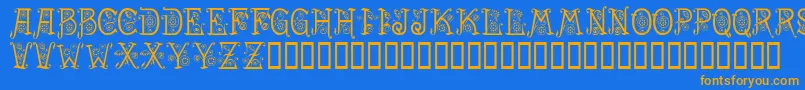 Spring-Schriftart – Orangefarbene Schriften auf blauem Hintergrund