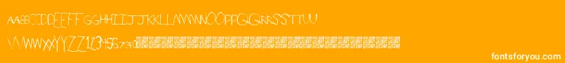 SpringRaces-Schriftart – Weiße Schriften auf orangefarbenem Hintergrund