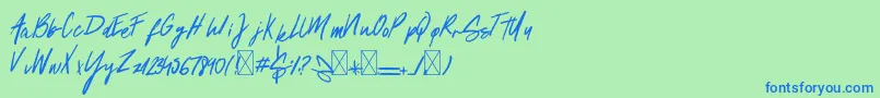 Springs Font – Blue Fonts on Green Background