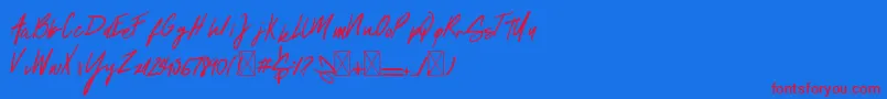 Springs-Schriftart – Rote Schriften auf blauem Hintergrund