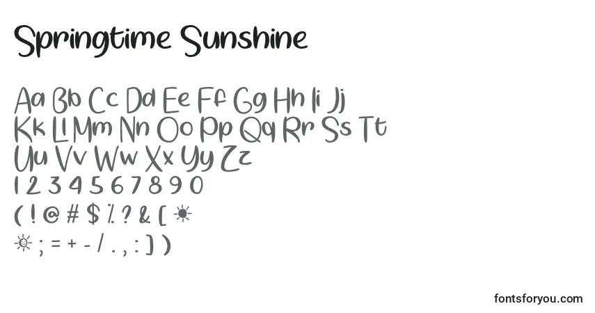 Шрифт Springtime Sunshine   – алфавит, цифры, специальные символы