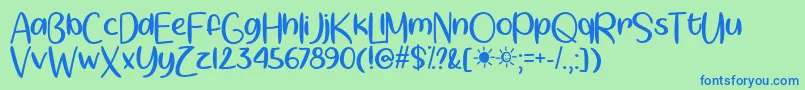 Springtime Sunshine   Font – Blue Fonts on Green Background