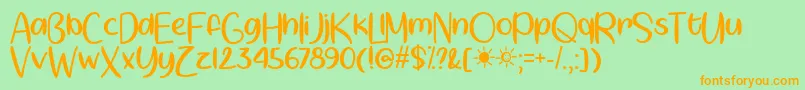 Springtime Sunshine   Font – Orange Fonts on Green Background