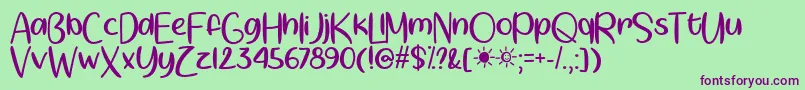 Springtime Sunshine   Font – Purple Fonts on Green Background