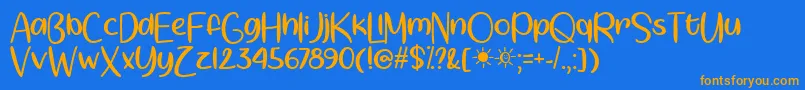Springtime Sunshine   Font – Orange Fonts on Blue Background