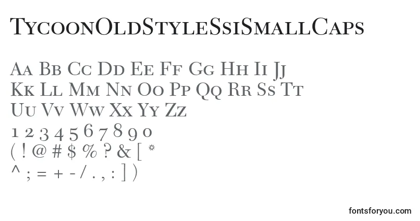 A fonte TycoonOldStyleSsiSmallCaps – alfabeto, números, caracteres especiais