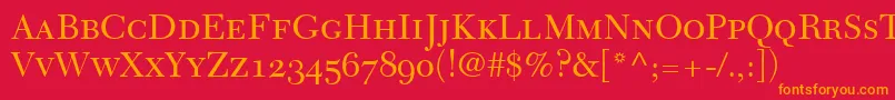 TycoonOldStyleSsiSmallCaps Font – Orange Fonts on Red Background