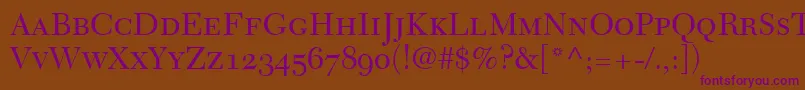 TycoonOldStyleSsiSmallCaps Font – Purple Fonts on Brown Background