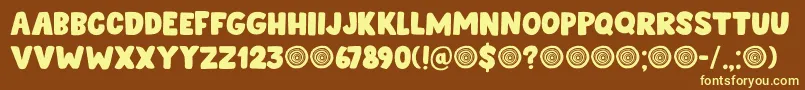 Springwood Display DEMO-Schriftart – Gelbe Schriften auf braunem Hintergrund