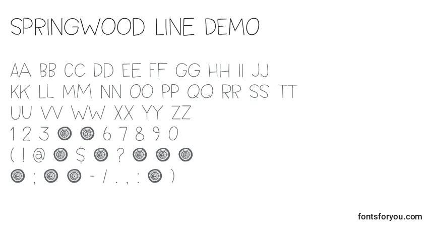 Schriftart Springwood Line DEMO – Alphabet, Zahlen, spezielle Symbole