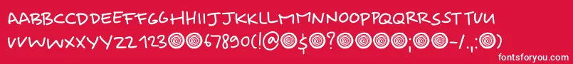 フォントSpringwood Note DEMO – 赤い背景に白い文字