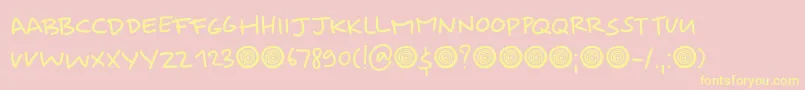 Springwood Note DEMO-Schriftart – Gelbe Schriften auf rosa Hintergrund