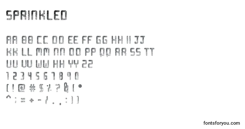 Czcionka Sprinkled – alfabet, cyfry, specjalne znaki