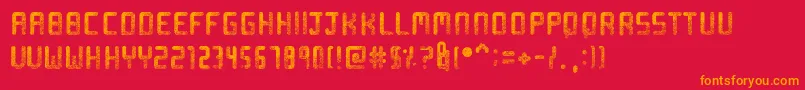 Sprinkled-Schriftart – Orangefarbene Schriften auf rotem Hintergrund