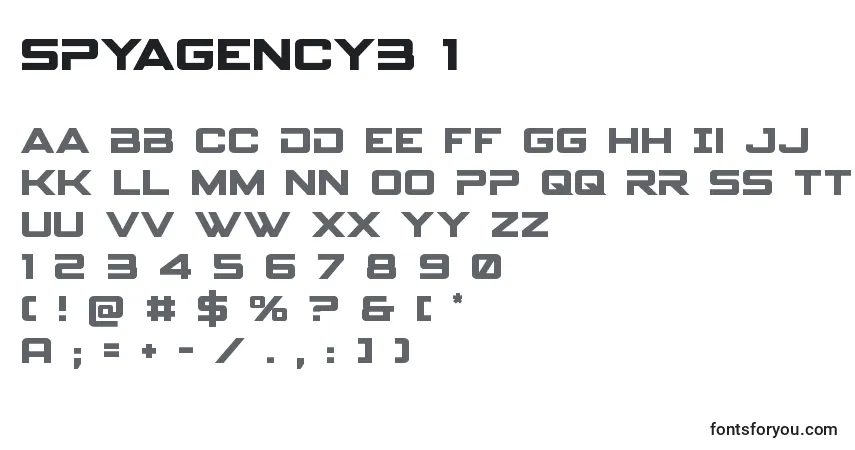 Czcionka Spyagency3 1 – alfabet, cyfry, specjalne znaki