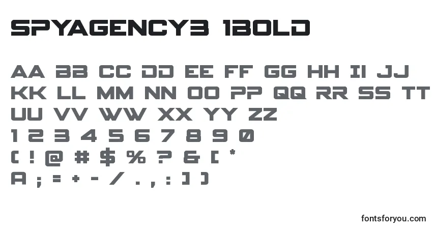Шрифт Spyagency3 1bold – алфавит, цифры, специальные символы
