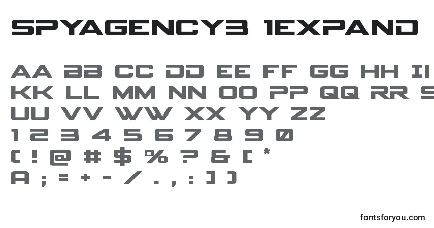 Schriftart Spyagency3 1expand – Alphabet, Zahlen, spezielle Symbole