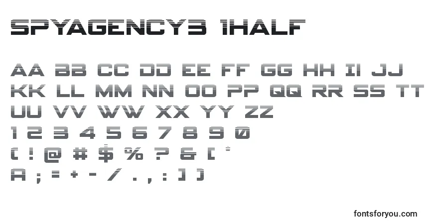 Schriftart Spyagency3 1half – Alphabet, Zahlen, spezielle Symbole