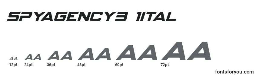Размеры шрифта Spyagency3 1ital