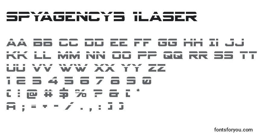 A fonte Spyagency3 1laser – alfabeto, números, caracteres especiais