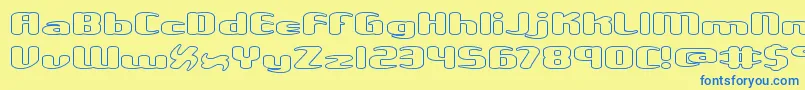 フォントUnxgalwo – 青い文字が黄色の背景にあります。