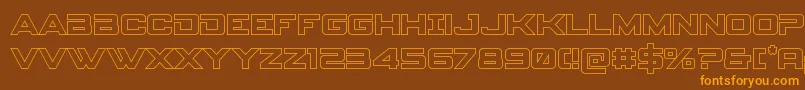 spyagency3 1out-Schriftart – Orangefarbene Schriften auf braunem Hintergrund