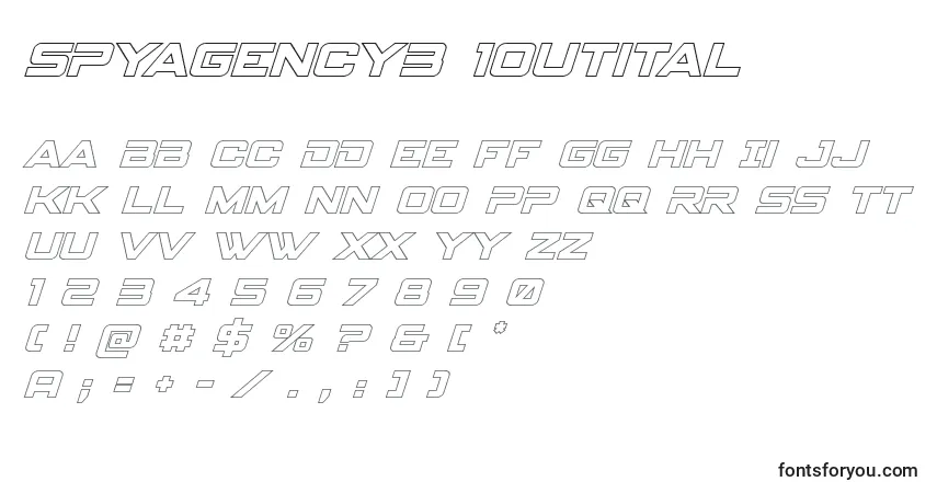 Шрифт Spyagency3 1outital – алфавит, цифры, специальные символы